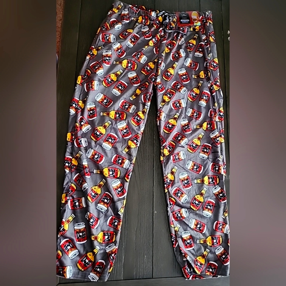 The Simpsons Duff Beer Can Bottle Plush Soft Pajama Pants NEW Men's Size Large